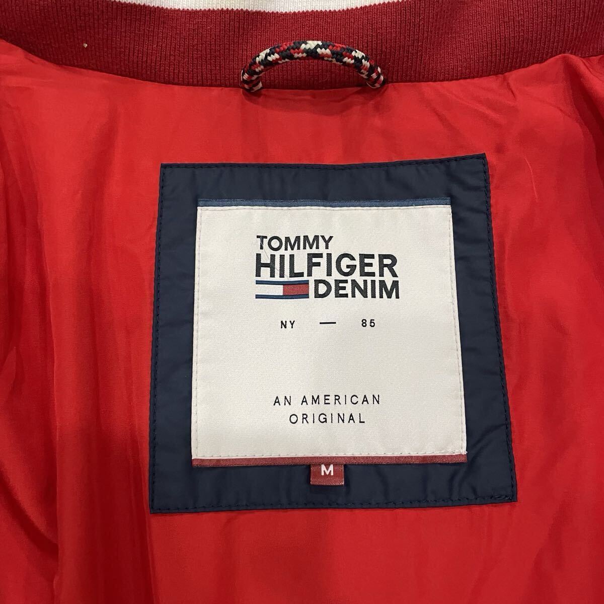 AJ ○ に'保温性抜群' TOMMY HILFIGER トミーヒルフィガー ジップアップ 中綿 ダウンジャケット フーディ M メンズ アウター ネイビー_画像6
