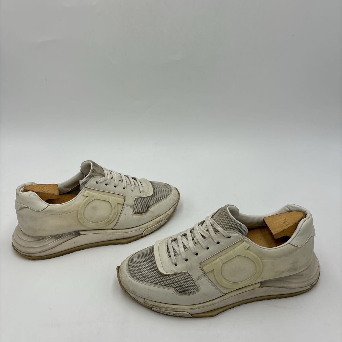 1円~ * '高級感溢れる' Salvatore Ferragamo サルヴァトーレフェラガモ BROOKLYN 3 本革 ガンチーニ 厚底 スニーカー 8.5M 26.5cm メンズ_画像3