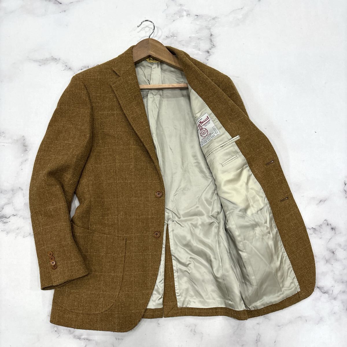 AR * сделано в Японии ' ощущение роскоши избыток ' Paul Stuart paul (pole) Stuart Harris Tweed Harris твид WOOL в клетку tailored jacket 50