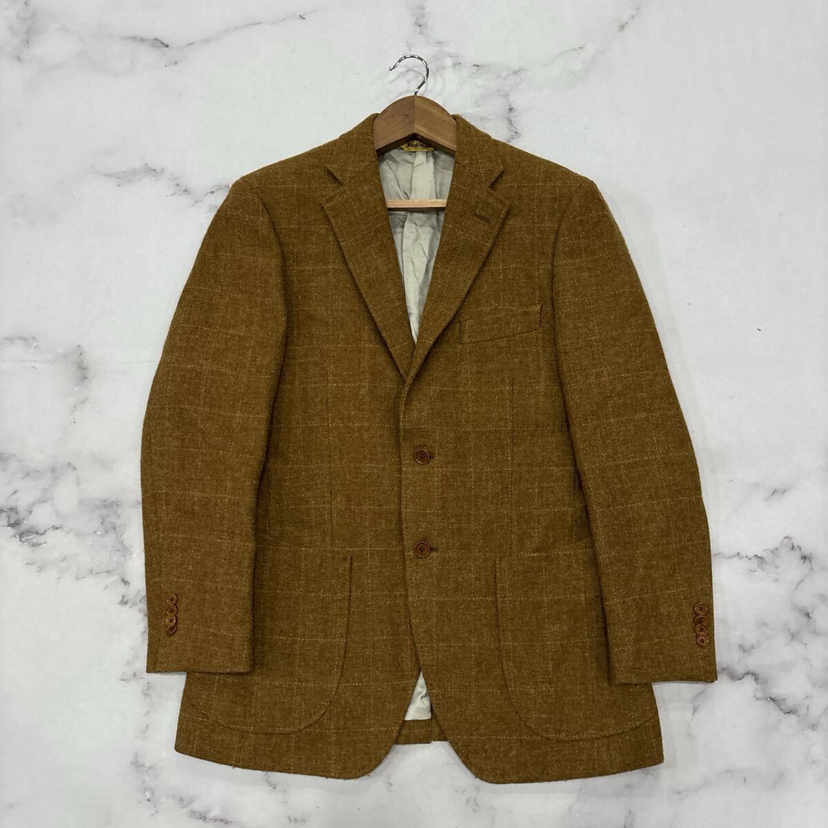 AR * сделано в Японии ' ощущение роскоши избыток ' Paul Stuart paul (pole) Stuart Harris Tweed Harris твид WOOL в клетку tailored jacket 50