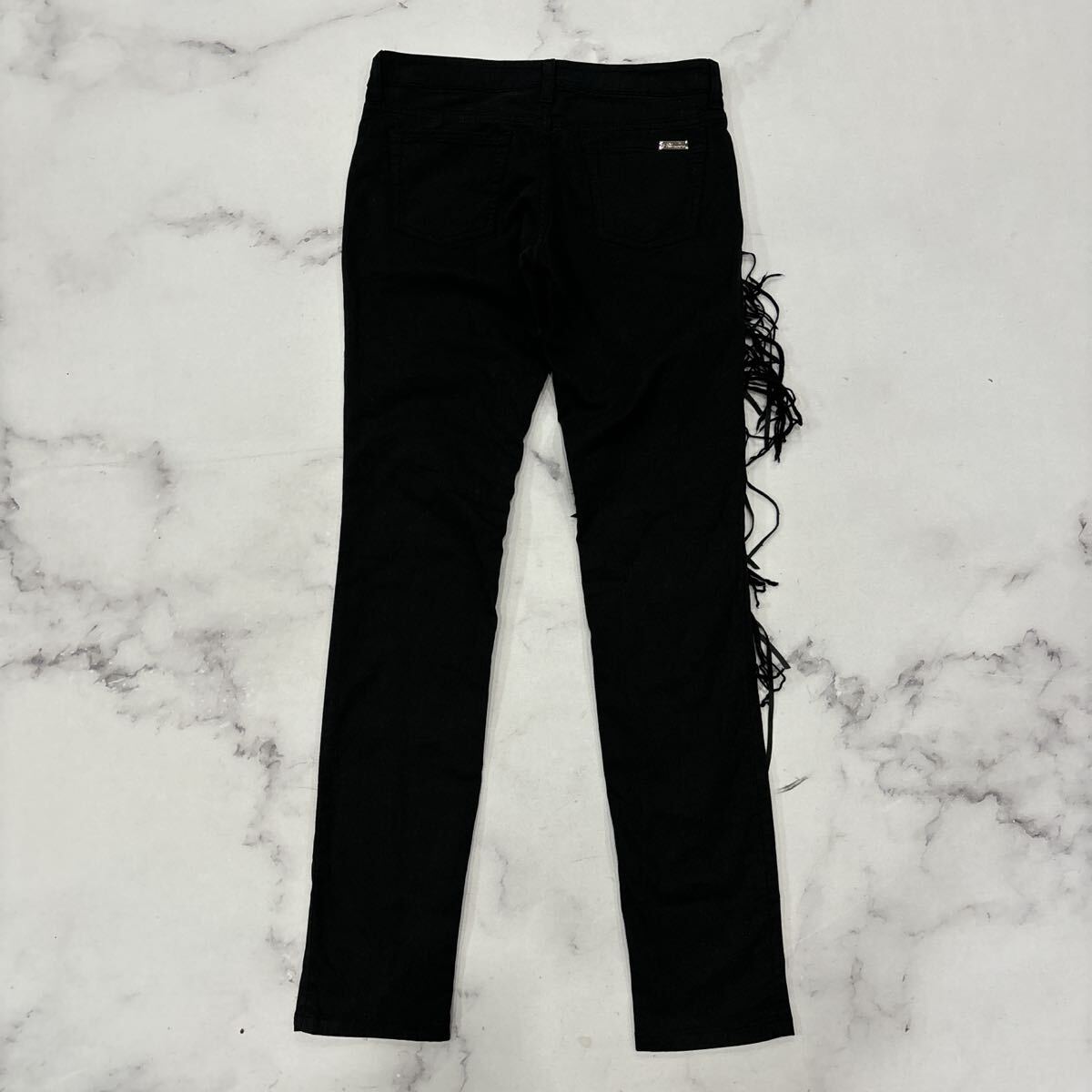 B * хорошая вещь Италия производства ' обычная цена примерно 200,000 иен ' Blumarine Blumarine натуральная кожа бахрома / стрейч материалы обтягивающий брюки 40 женский 