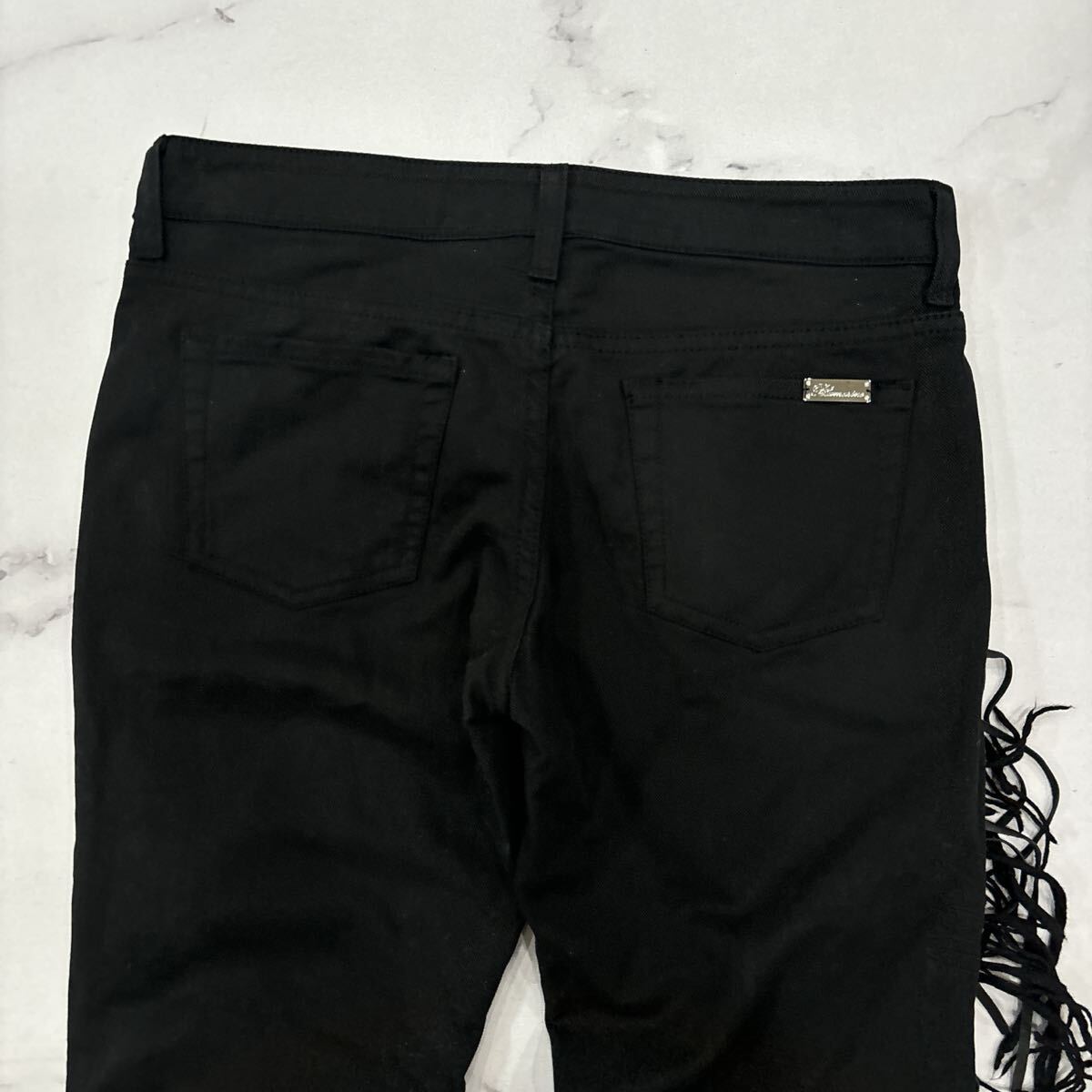 B * хорошая вещь Италия производства ' обычная цена примерно 200,000 иен ' Blumarine Blumarine натуральная кожа бахрома / стрейч материалы обтягивающий брюки 40 женский 