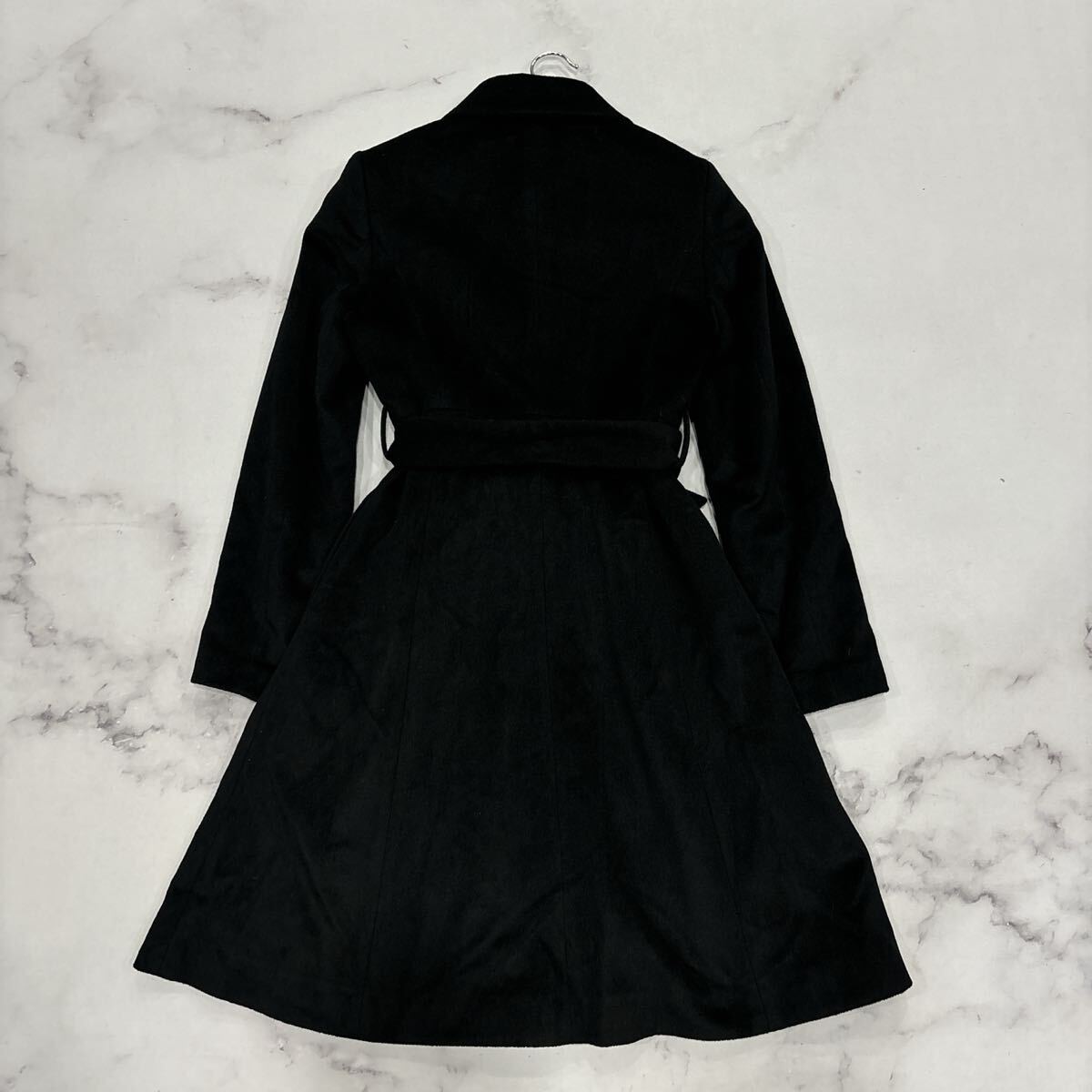 AU ＊ 日本製 '洗練されたシルエット' ef-de エフデ 高品質 WOOL & ANGOLA ベルト付き フレア コート size9 レディース 婦人服 アウター_画像3