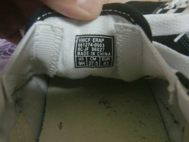 [ б/у ]*VANS SLIP ON ERAP V98CF ERAP BLK/WHT CHK sizeUS9.5/ Van z туфли без застежки e LAP 27.5 см *