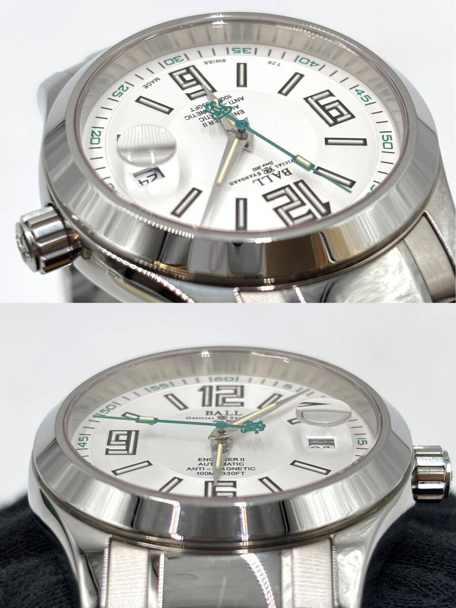 BALL WATCH エンジニアⅡ アラビック 白文字盤 AT NM1020C NM1020C-S4-WH 腕時計 ホワイト グリーン ボール ウォッチ _画像4
