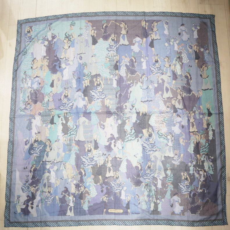 Salvatore Ferragamo Salvatore Ferragamo модель рисунок хлопок / шелк прозрачный 140 шарф шаль темно-синий M08-k130