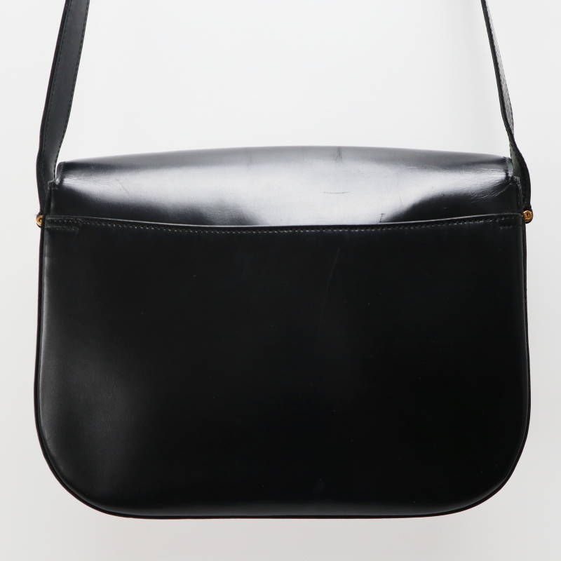 CELINE セリーヌ ターンロック フラップ レザ― ショルダーバッグ ブラック S09-k007_画像2