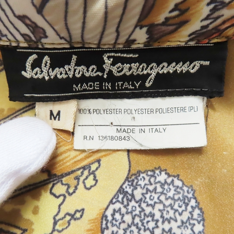 M10 Salvatore Ferragamo Salvatore Ferragamo птица / цветочный принт общий рисунок полиэстер с капюшоном . жакет пальто M коричневый 