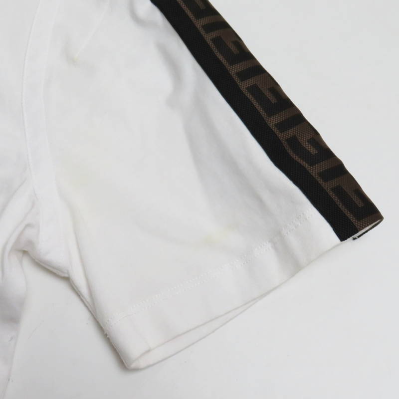 S02-k053 FENDI Fendi Zucca Logo полиэстер боковой разрез короткий рукав футболка S белый 