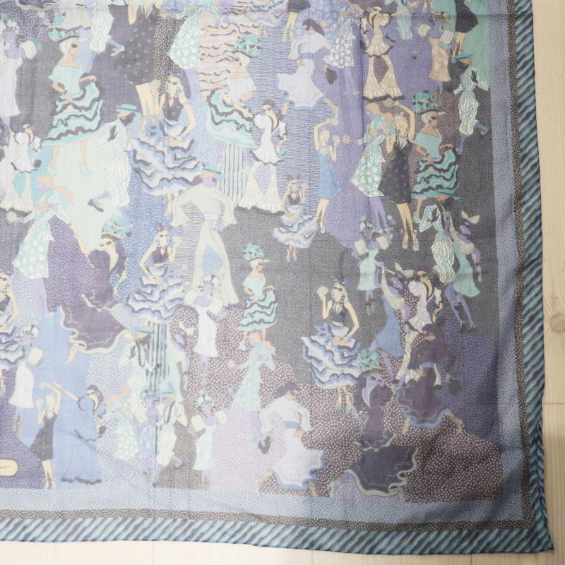 Salvatore Ferragamo Salvatore Ferragamo модель рисунок хлопок / шелк прозрачный 140 шарф шаль темно-синий M08-k130