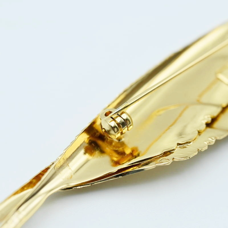 M04-k010 прекрасный товар Christian Dior Christian Dior leaf узор GP брошь Gold 