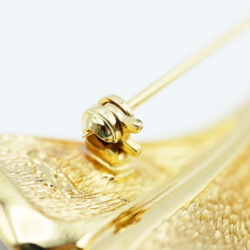 M04-k011 прекрасный товар Christian Dior Christian Dior leaf узор стразы GP брошь Gold 