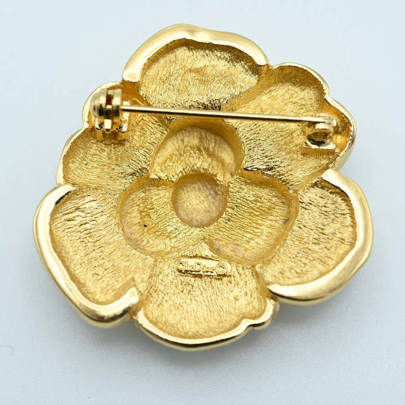 S06-k099 Christian Dior Christian Dior цветок стразы GP брошь Gold 