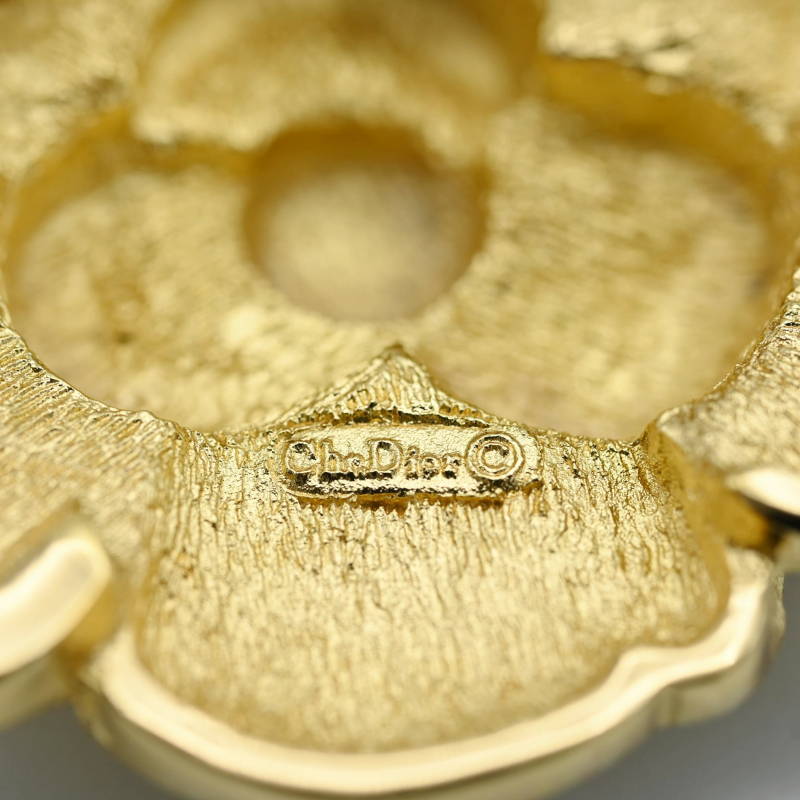 S06-k099 Christian Dior Christian Dior цветок стразы GP брошь Gold 