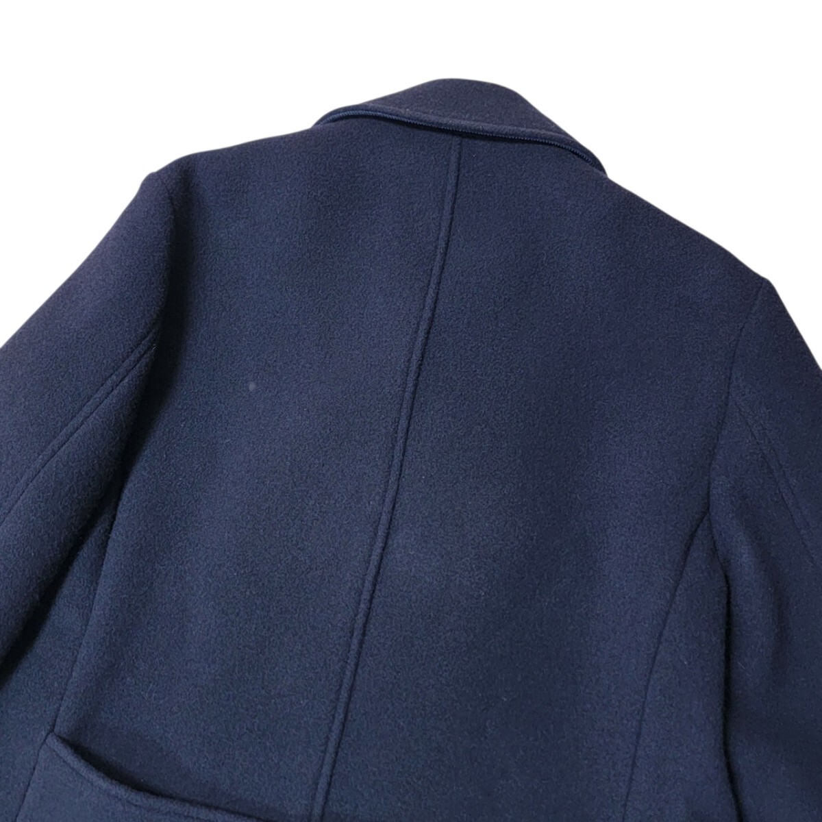 ほぼ未使用 定価約8,6万 筆記ロゴ 22AW ブルックスブラザーズ BROOKS BROTHERS ダブルフェイス ピーコート M 日本L 紺 Pコート 裏チェック_画像7