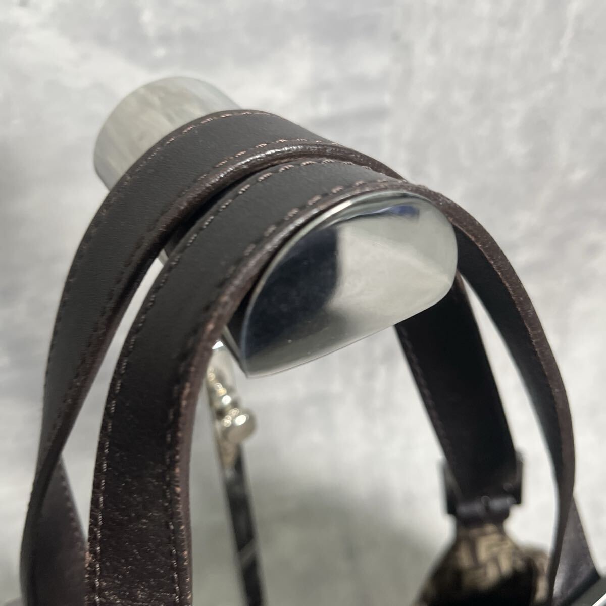 【良品】 FENDI フェンディ ズッキーノ マンマバケット キャンバス レザー トート ショルダーバッグ FFロゴ ブラウン 肩掛け A4_画像3