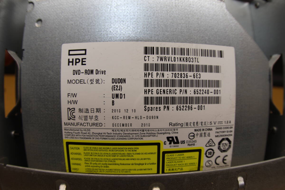 ST820# 動作品 サーバー HP ProLiant ML30 Gen9 など 交換対応用 DVD-ROM HPE DVD内蔵スーパーマルチ ドライブ DUDON (E2J) UMD1_画像2