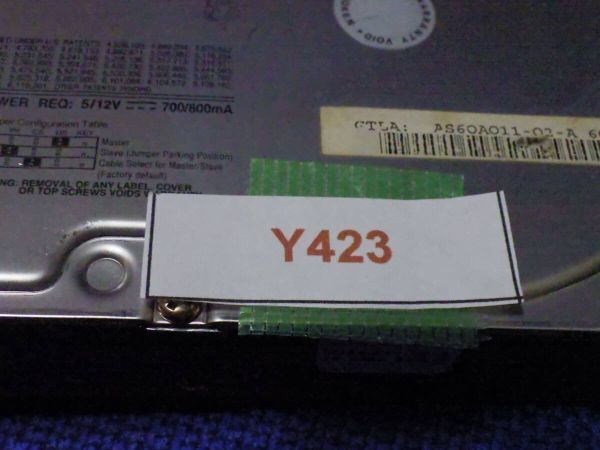 Y423# 動作未確認 QUANTUM Part QNP60000AS-A FIREBALL Plus As 60GB 3.5インチHDD IDE_画像8