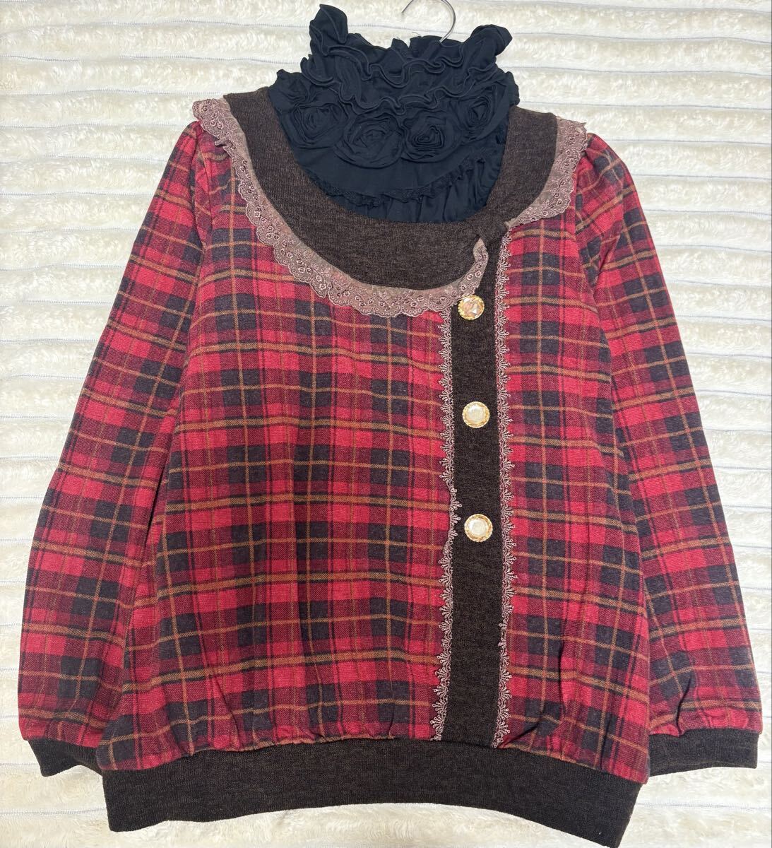 アクシーズファム★良品★きらきらボタン★ビックリボン襟★ゆったりニット axes femme_画像5