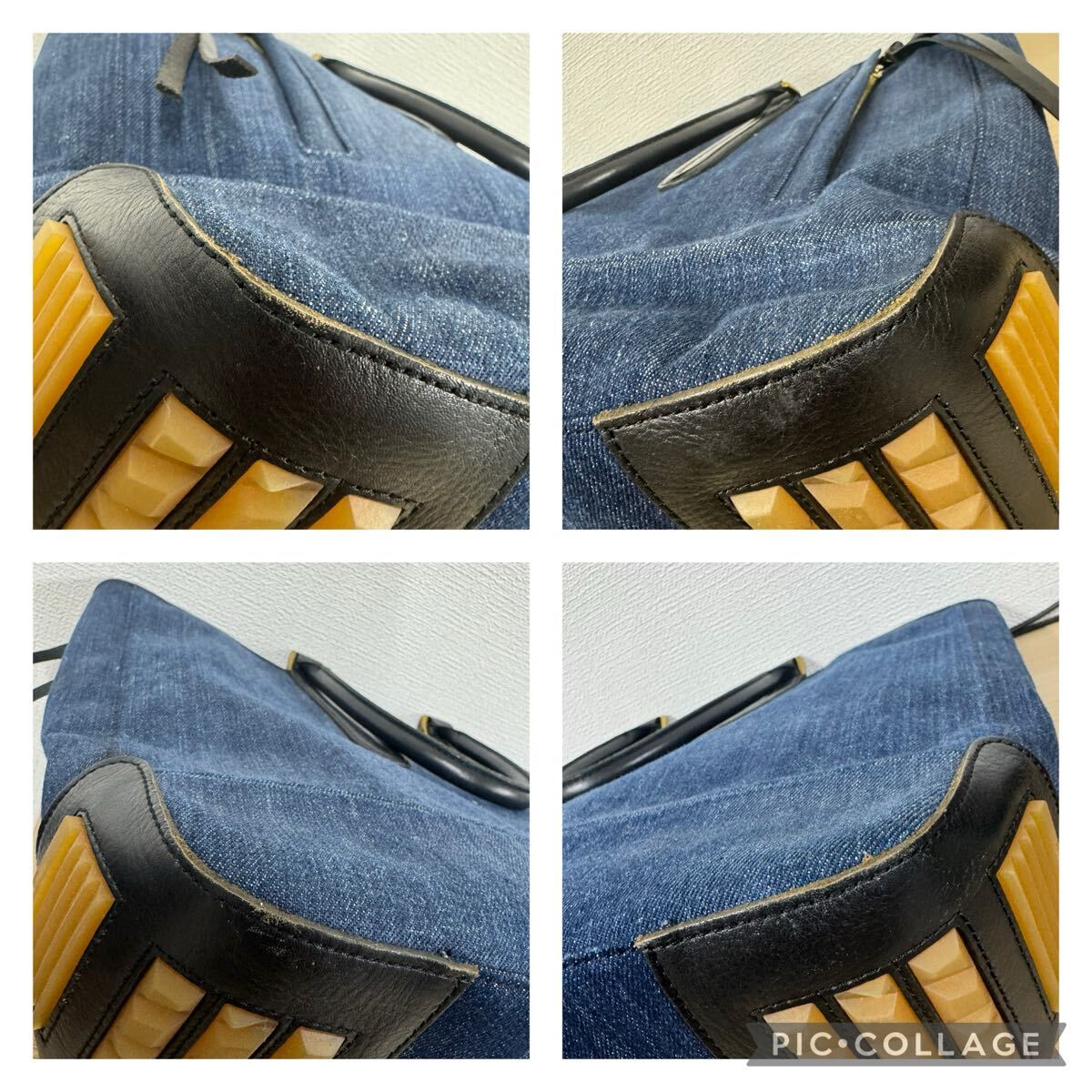 DIESEL ディーゼル トートバッグ デニム インディゴブルー ネイビー レザー×デニム 肩掛け 大容量 【1122A19】_画像5