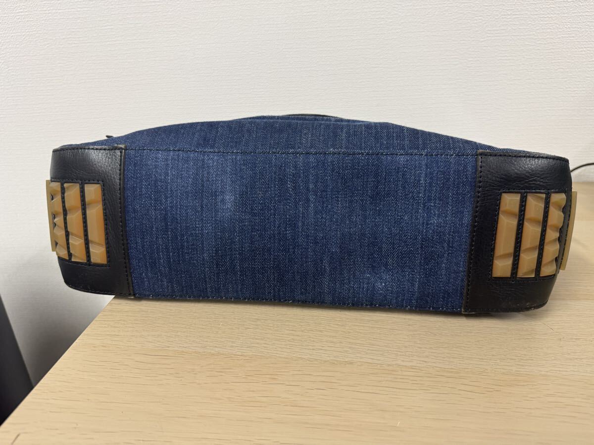 DIESEL ディーゼル トートバッグ デニム インディゴブルー ネイビー レザー×デニム 肩掛け 大容量 【1122A19】_画像4