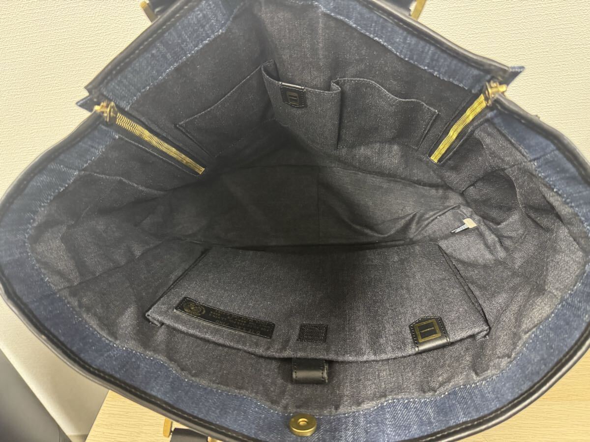 DIESEL ディーゼル トートバッグ デニム インディゴブルー ネイビー レザー×デニム 肩掛け 大容量 【1122A19】_画像6