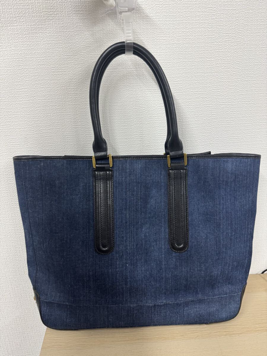 DIESEL ディーゼル トートバッグ デニム インディゴブルー ネイビー レザー×デニム 肩掛け 大容量 【1122A19】_画像2