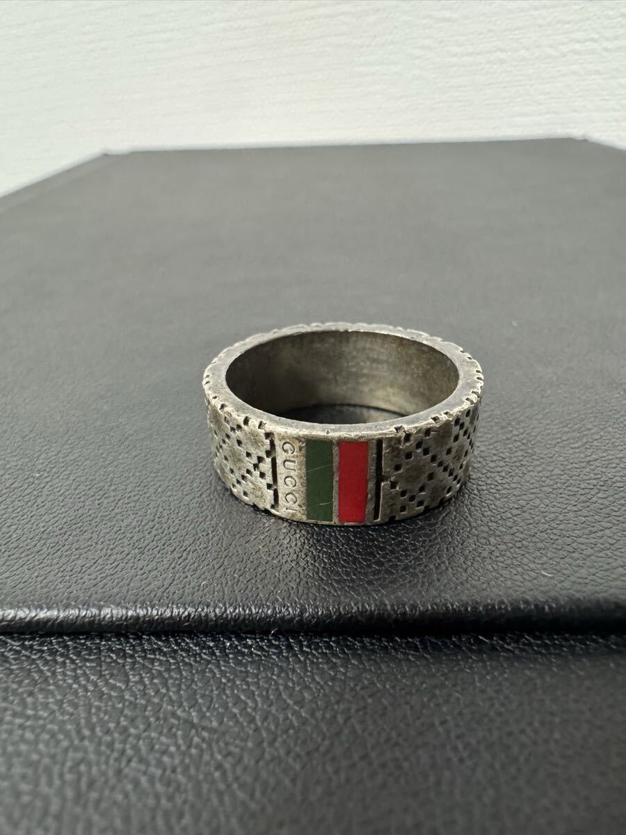 GUCCI グッチ SV925 リング 指輪 シルバー メンズ アクセサリー シェリーライン ディアマンテ 約18.5号 【1122A21】_画像1