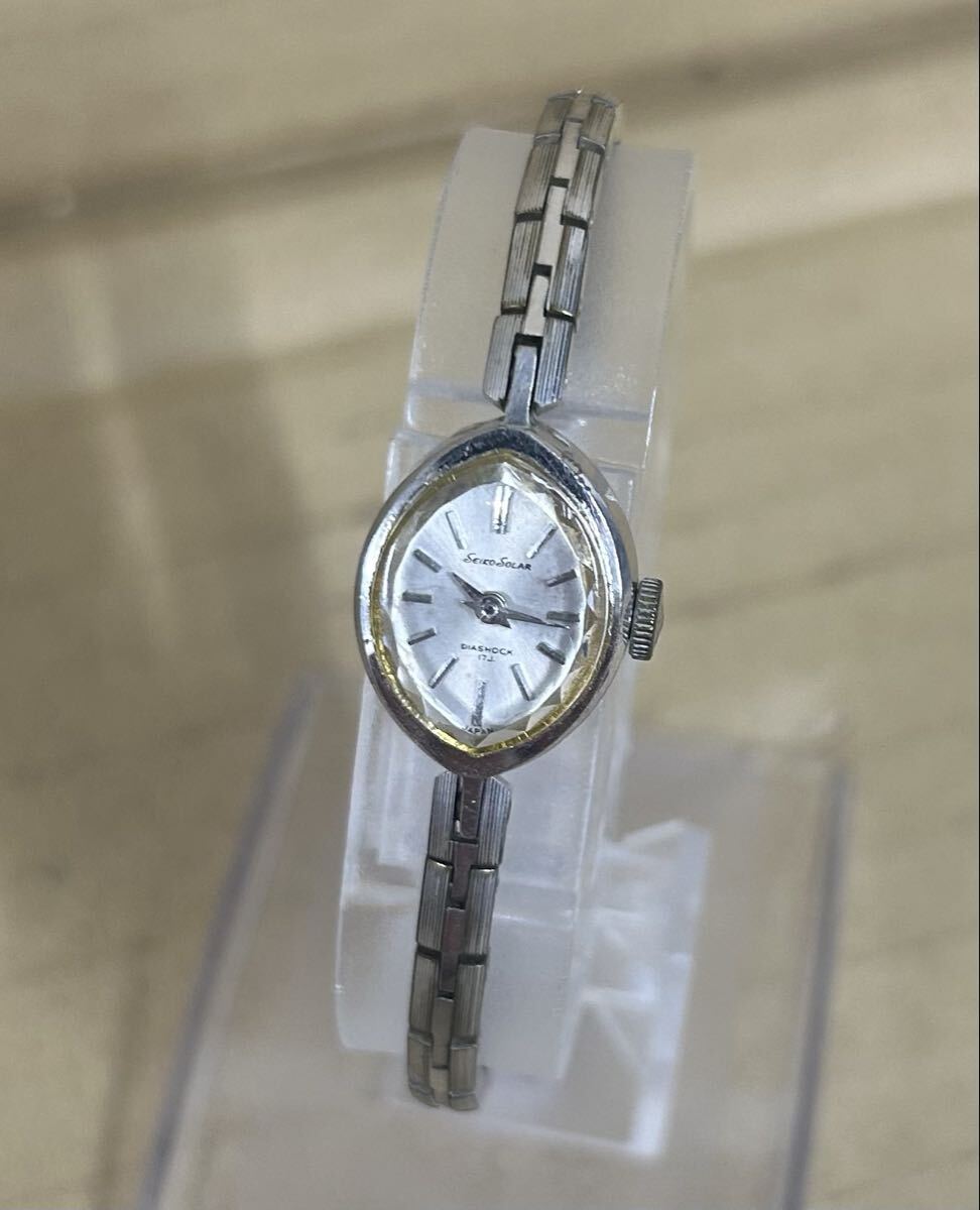 1円スタート SEIKO 10-7930 レディース 手巻き 腕時計 オーバル WGPホワイトゴールドメッキ 【1122A6】_画像1