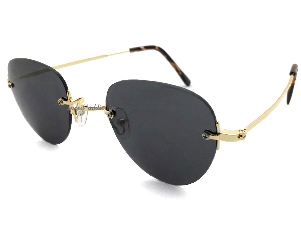 TWO POINT RIMLESS BOSTON SUNGLASS GOLD × SMOKE/ two-point обод отсутствует Boston солнцезащитные очки Gold затонированный линзы раунд . нет рама 