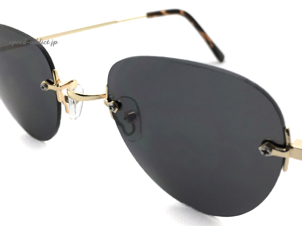 TWO POINT RIMLESS BOSTON SUNGLASS GOLD × SMOKE/ two-point обод отсутствует Boston солнцезащитные очки Gold затонированный линзы раунд . нет рама 