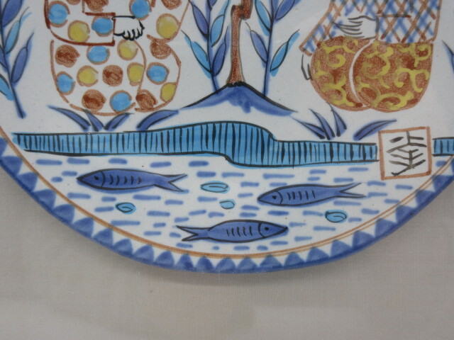 (真作) 陶板画 額装【美濃焼 人間国宝 加藤卓男 幸兵衛窯 ペルシャ色絵 陶額 シール付】36.7x31.5㎝の画像6