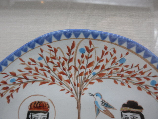 (真作) 陶板画 額装【美濃焼 人間国宝 加藤卓男 幸兵衛窯 ペルシャ色絵 陶額 シール付】36.7x31.5㎝の画像5