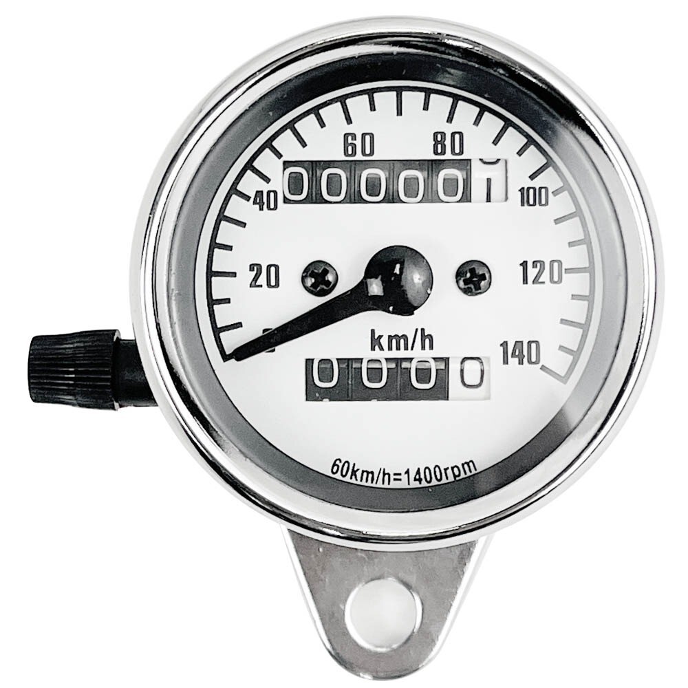 スピードメーター 機械式 12V 140km/h バイク用 汎用 メーター バイクメーター バイク オートバイ 走行距離計 走行距離 オドメーター 白_画像2