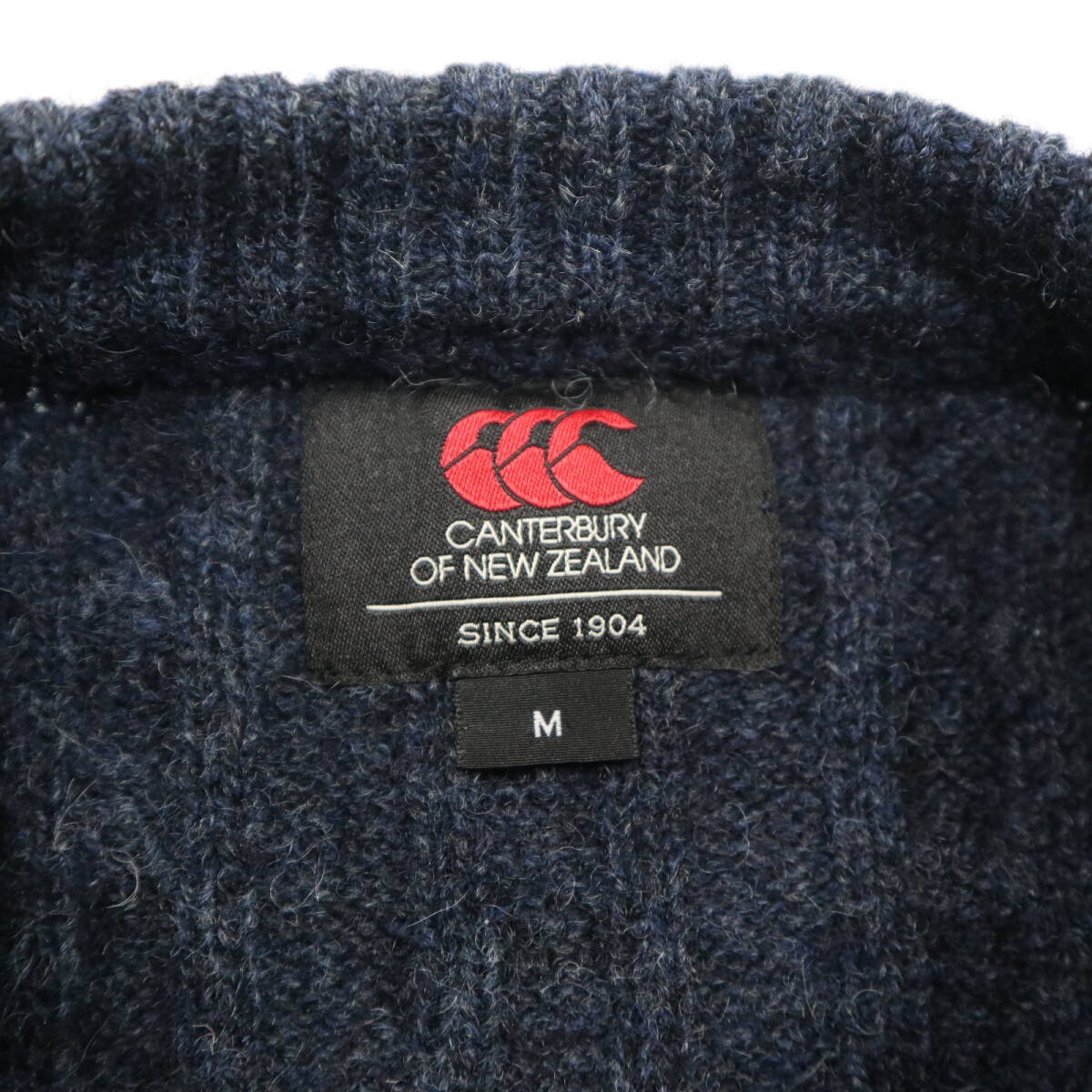 美品★CANTERBURY カンタベリー キーウィ刺繍入り クルーネック ケーブルニットセーター/Mサイズ_画像8