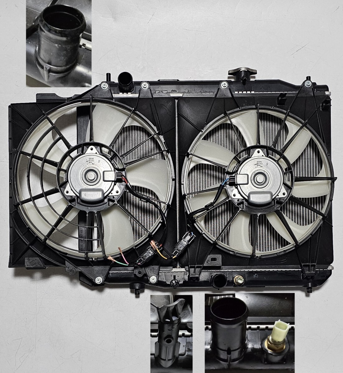 ホンダ フィットeHEV・GR3 純正 ラジエーター・インバーター用ラジエーター・ダブルファン・コンデンサー セット 2024年 良品 GR4/GR6/GR8_画像4