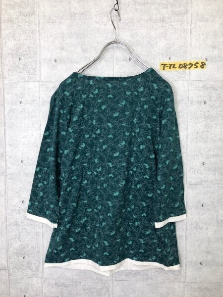新品タグ付き！Garconne レディース レイヤード 総柄 七分袖 チュニック M 緑_画像4