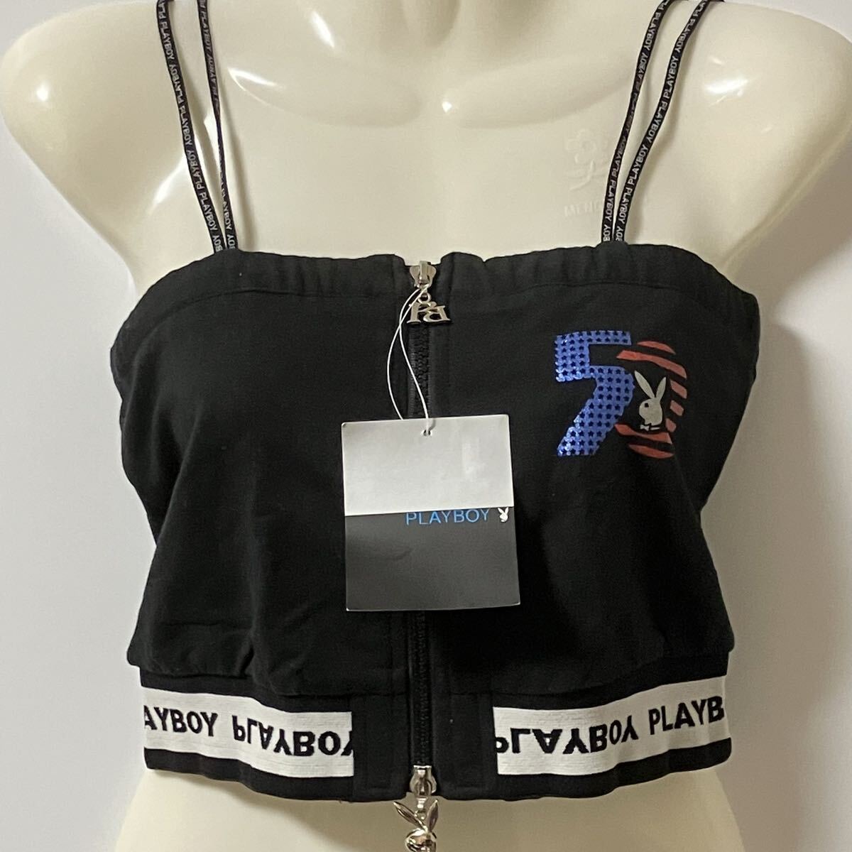 【PLAYBOY】プレイボーイ　ベアトップ　へそ出し　【SWORD FISH】ソードフィッシュ　ショートパンツ　ミニスカート風　平成ギャル　y2k_画像2