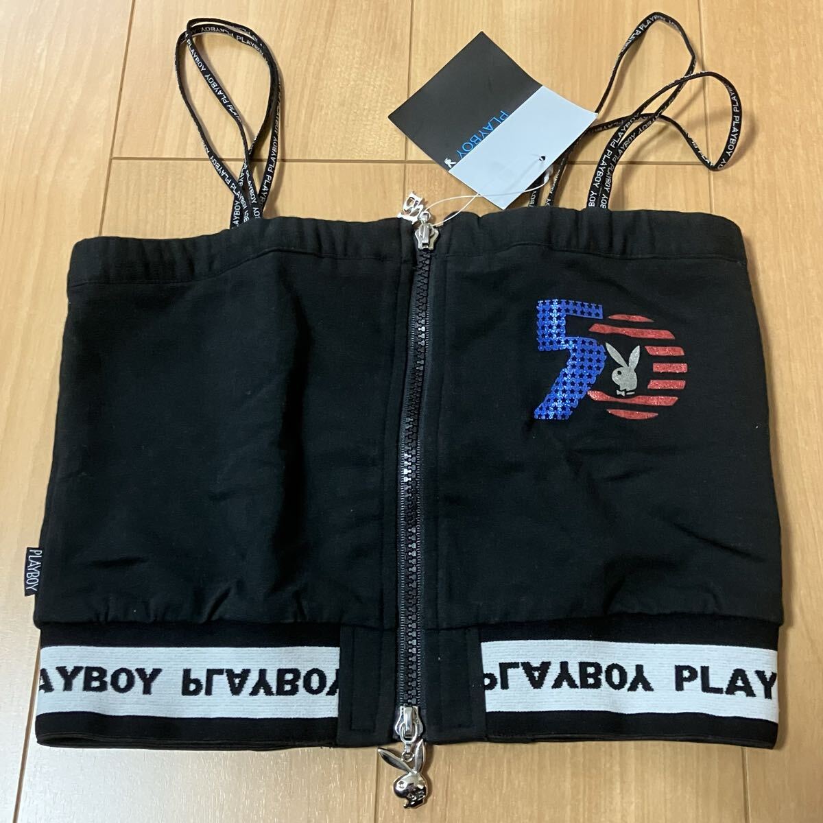 【PLAYBOY】プレイボーイ　ベアトップ　へそ出し　【SWORD FISH】ソードフィッシュ　ショートパンツ　ミニスカート風　平成ギャル　y2k_画像4