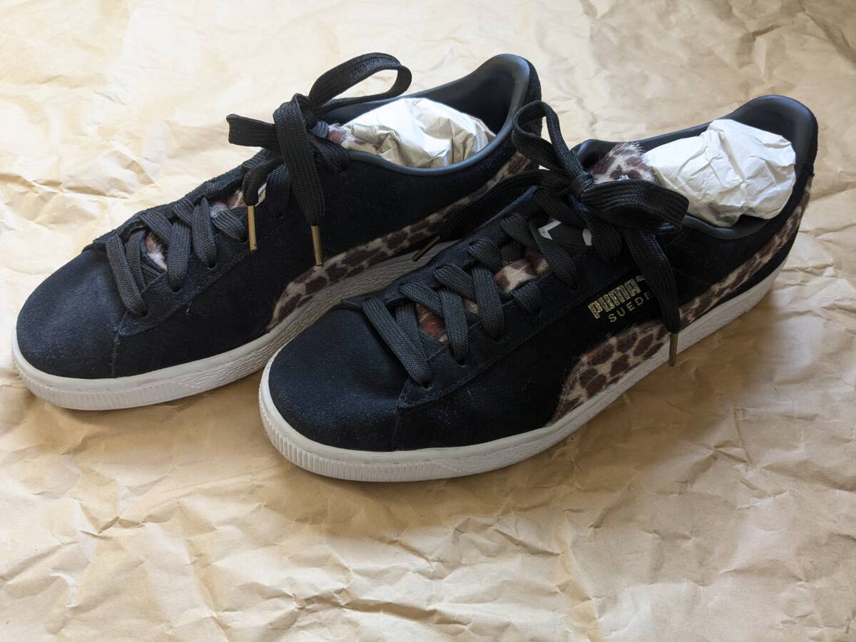 【送料1000】美品 26.5cm PUMA SUEDE プーマ スウェード クラッシック レオパード ヒョウ柄 アニマル ブラック 黒[suede classic XXI LPD]_画像1