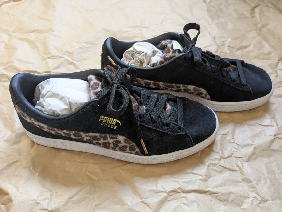 【送料1000】美品 26.5cm PUMA SUEDE プーマ スウェード クラッシック レオパード ヒョウ柄 アニマル ブラック 黒[suede classic XXI LPD]_画像2