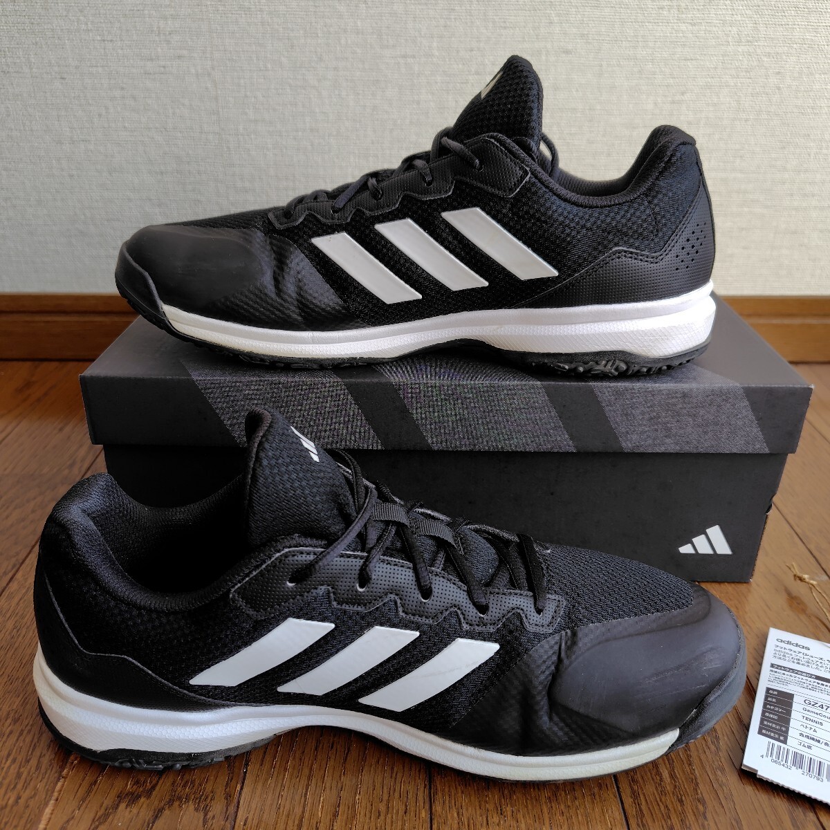 アディダス メンズ テニスシューズ 28.0 ゲームコート 2 オムニコート / adidas Game Court 2 U OC M GZ4769 ブラック ホワイト_画像2