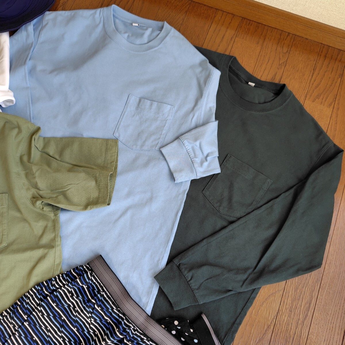 ユニクロ GU Tシャツ など 9点 セット / UNIQLO クルーネック エアリズム コットン ポケツキ 五分袖 長袖 半袖 オーバーサイズ 帽子_画像2