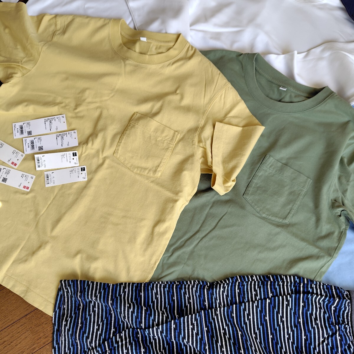 ユニクロ GU Tシャツ など 9点 セット / UNIQLO クルーネック エアリズム コットン ポケツキ 五分袖 長袖 半袖 オーバーサイズ 帽子_画像3