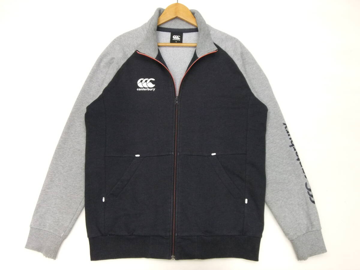 ■CANTERBURY■スウェット地ジャケット 紺×グレー XLサイズ 袖ロゴプリント ジャージ カンタベリー_画像2