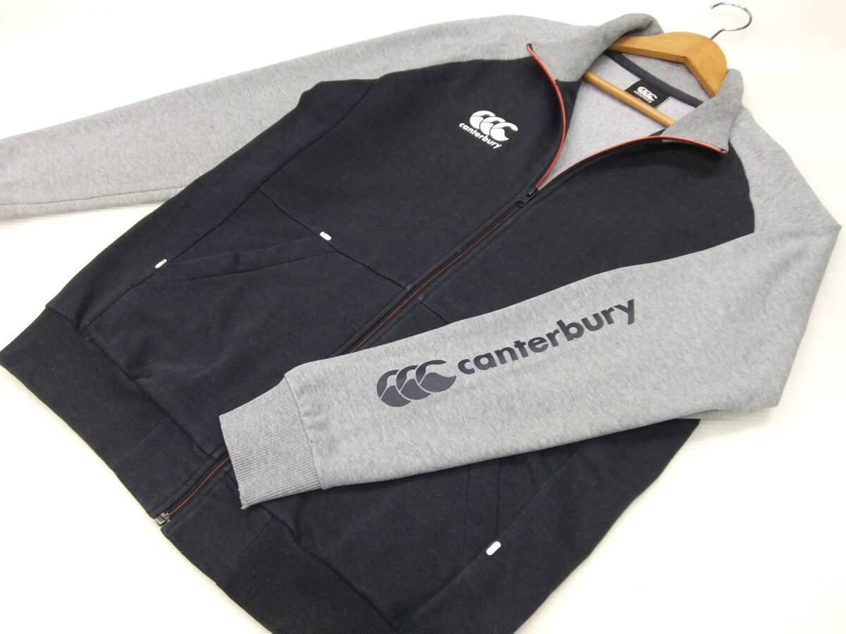 ■CANTERBURY■スウェット地ジャケット 紺×グレー XLサイズ 袖ロゴプリント ジャージ カンタベリー_画像3