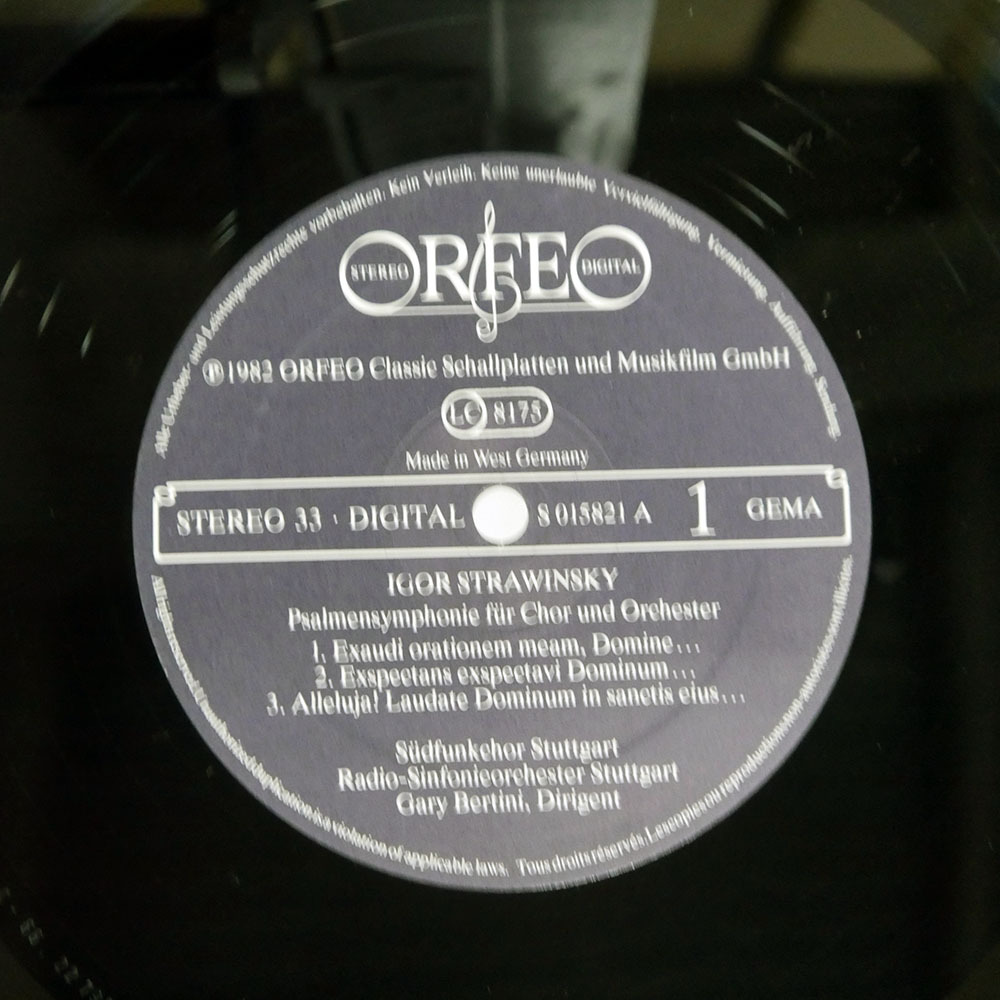 独 ドイツ盤 ディートリヒフィッシャーディースカウ/ストラヴィンスキー/詩篇交響曲 他/ORFEO S015821A LP_画像2