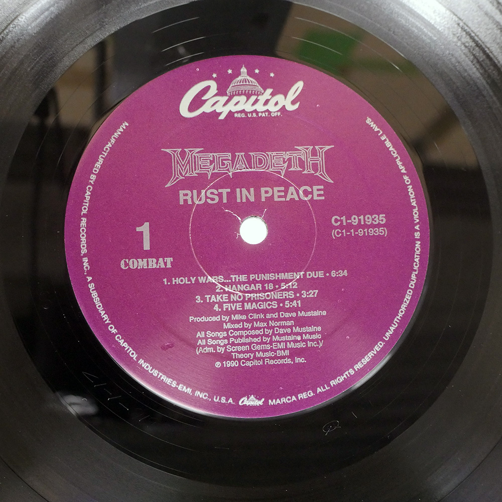 US盤 MEGADETH/RUST IN PEACE/CAPITOL C191935 LP_画像3