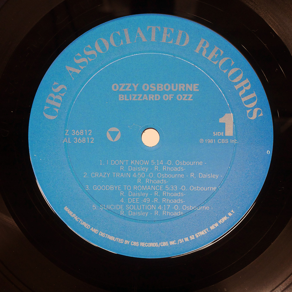 US盤 OZZY OSBOURNE/BLIZZARD OF OZZ/JET Z36812 LP_画像2