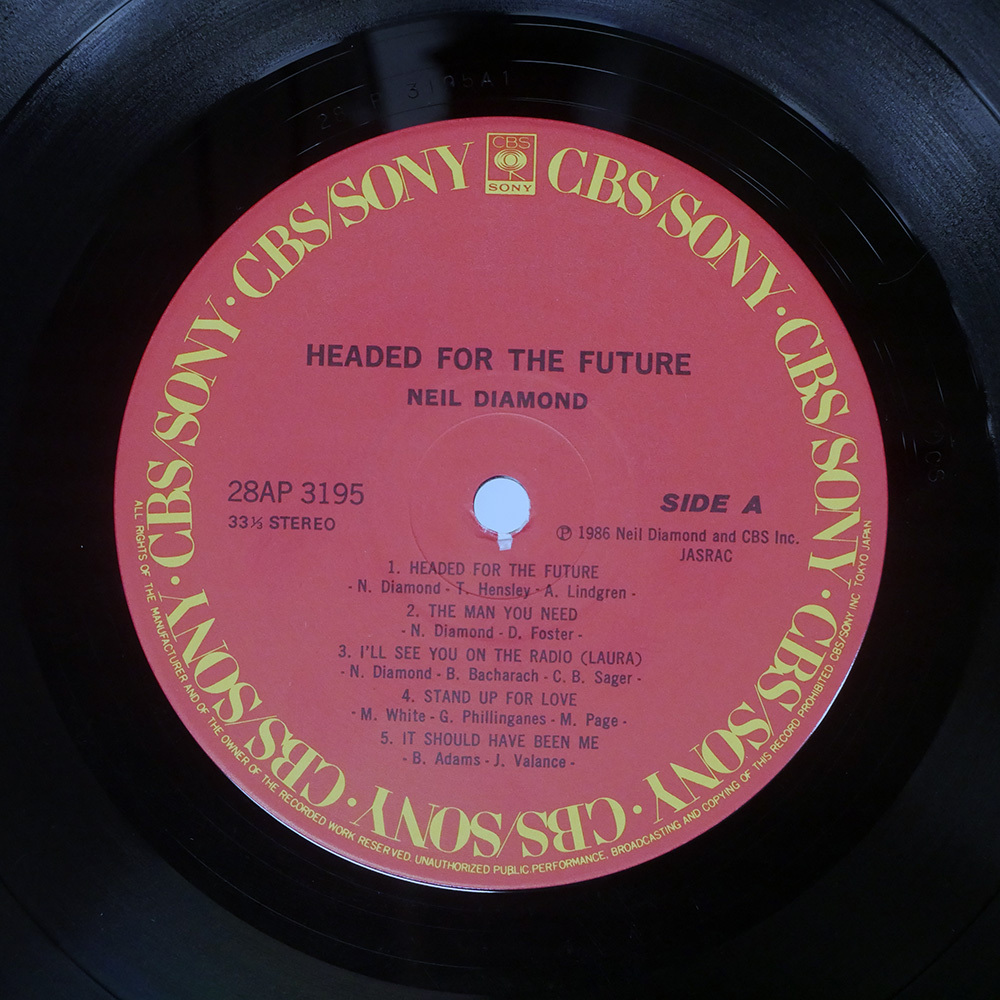 帯付き 国内盤 NEIL DIAMOND/フォーザフューチャ?/CBS/SONY 28AP3195 LP_画像2